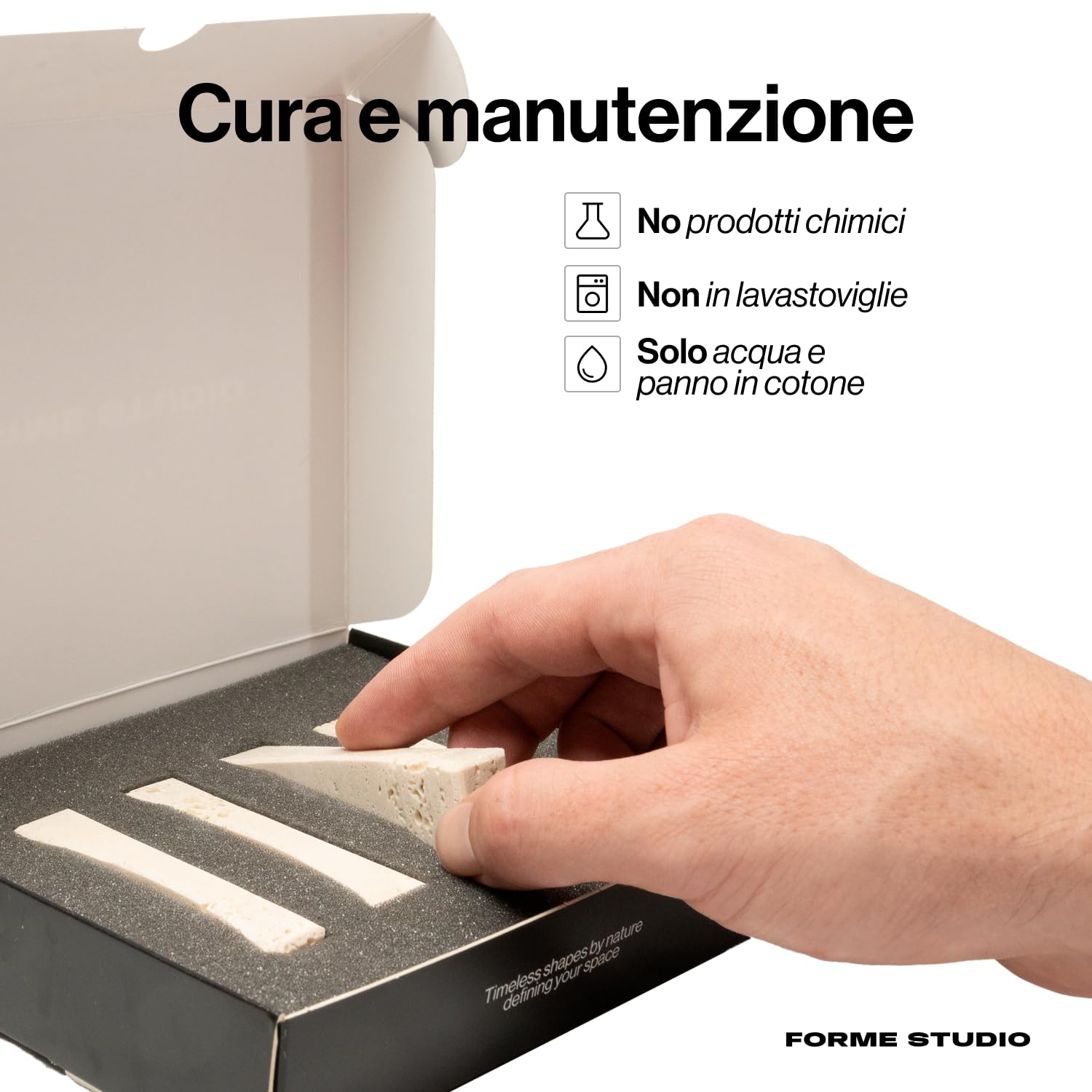 FORME STUDIO Poggia Bacchette in Marmo Travertino – Set 4 Pezzi Artigianali Made in Italy – Accessori tavola di Design – Minimalismo materico e Naturale – Idea Regalo raffinata