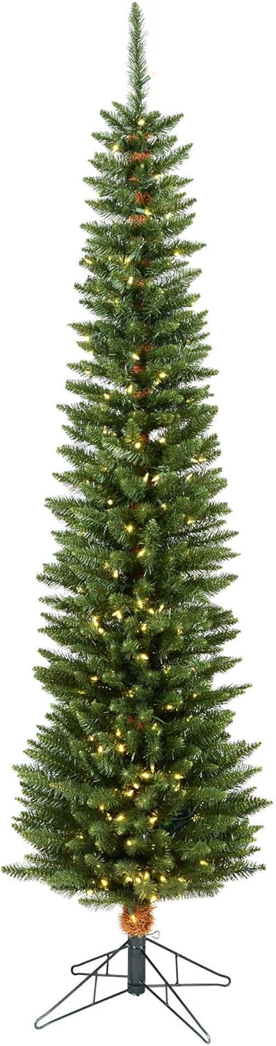 Vickerman 7.5' Durham Pole Pine Artificial Christmas Tree - Warm White LED Dura-lit Lights - Faux Christmas Tree - Seasonal Indoor Home Decor - Reliable and Durable