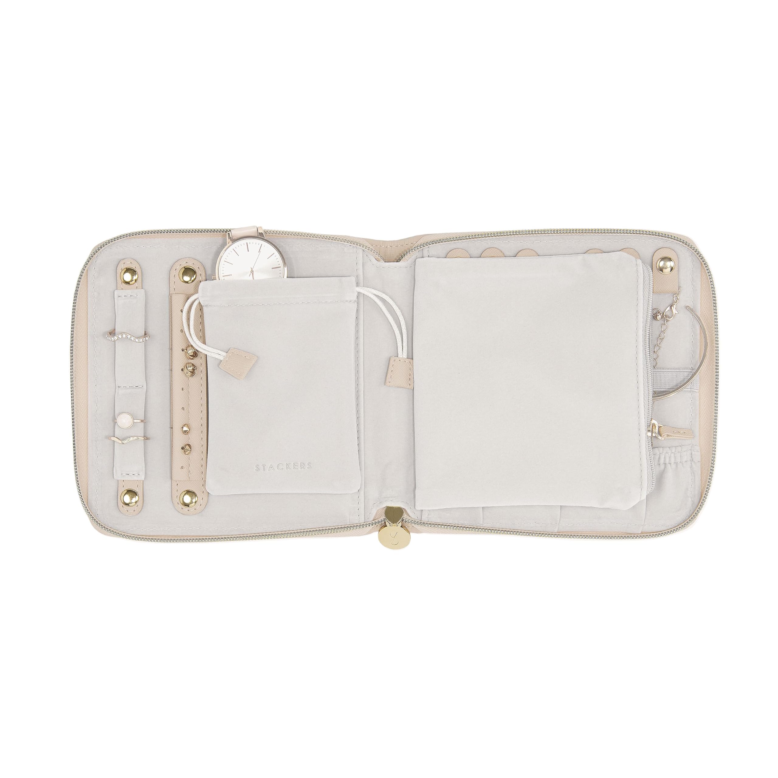 Stackers Blush Raffia Square Jewellery Roll