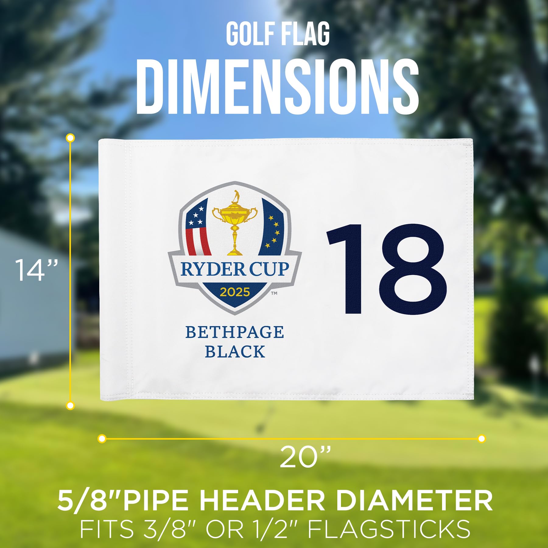 Standard-Golfflagge The Ryder 2025, Rohreinsatz, 35,6 x 50,8 cm, 420D Nylon, doppelseitig, ideal zum Üben von Putting Green, Driving Range, Course, Club, 1 Stück