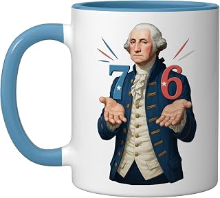 6-7 7-6 George Washington Seven Six Teacher American Ceramic Mug, Blue/White
