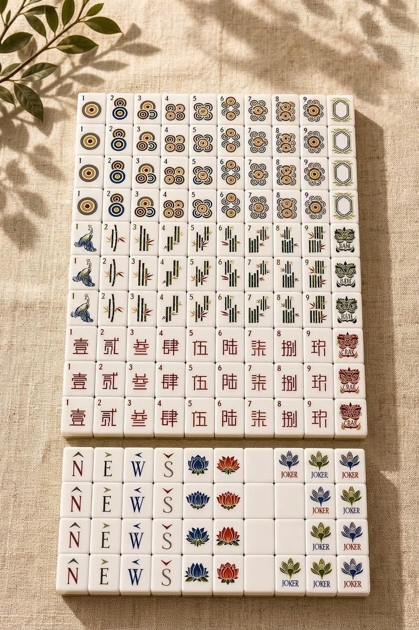 Piastrelle a 4 strati con venature del legno, acrilico, Mahjong americano | Piastrelle mah jongg da 160 pezzi for serate di gioco di viaggio e intrattenimento domestico