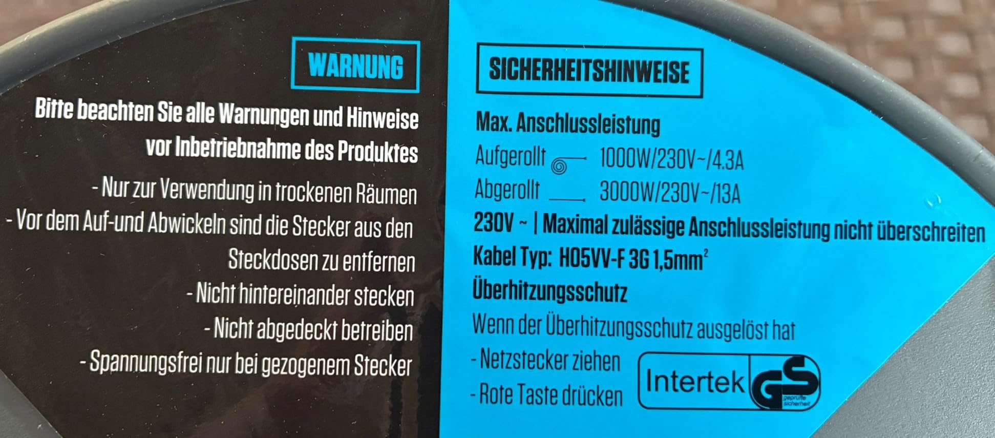 MASTERPLUG Masterplug ProXT Kabeltrommel 4-fach 40m | Leicht und stabil | gut sichtbares Kabel | mit LED Betriebsanzeige und Thermoschutz (blau)
