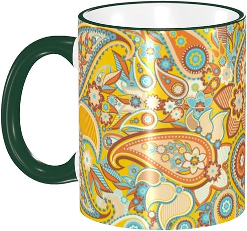 Taza de café vintage de cachemira de cerámica con asa, tazas de té, tazas para café, tazas para beber, regalos para mujeres y hombres, tazas de café
