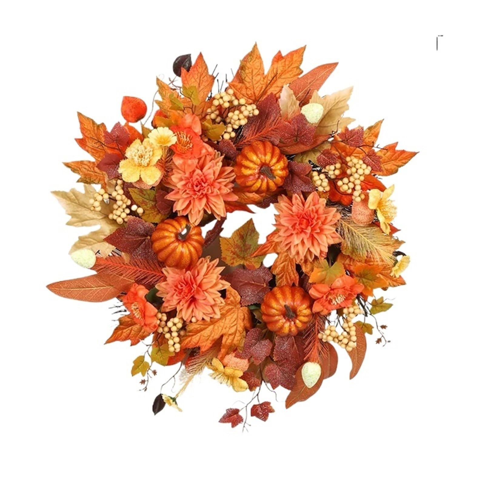 Wreaths Door Wreath Pumpkin Berry Maple Leaf Harvest Autumn Color Halloween Decor(Color 2)
