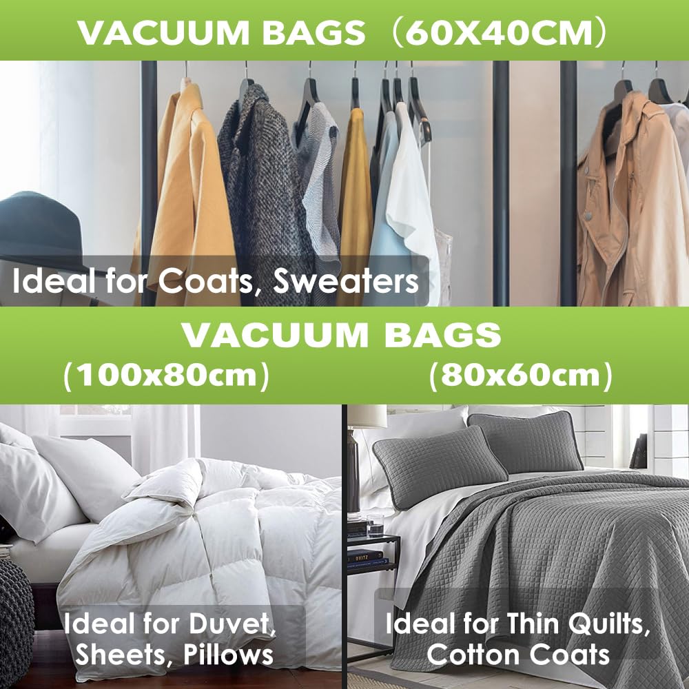 BoxLegend Sacchetti Sottovuoto Vestiti 6 Pezzi 2XL + 2L + 2S Buste Sottovuoto Sacchetti Salvaspazio Aspirapolvere Viaggi Deposito Domestico per Materassi, Vestiti, Trapunte