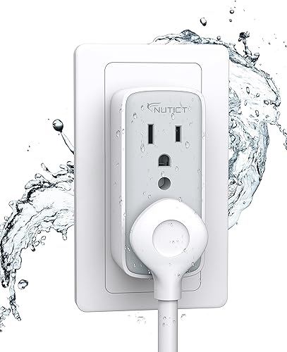 Extensor de toma de corriente, regleta de alimentación para exteriores resistente a la intemperie, divisor de salida impermeable, 2 tomas de