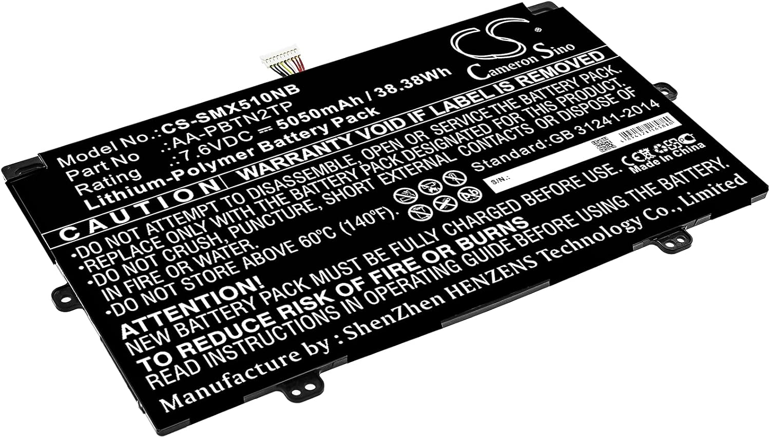 Cameron Sino CS New Replacement Battery for XE510C24, XE510C24-K01US, XE510C24-K04US, XE510C25, XE510C25-K01US, XE513C24, XE513C24-K01US (5050mAh) AA-PBTN2TP