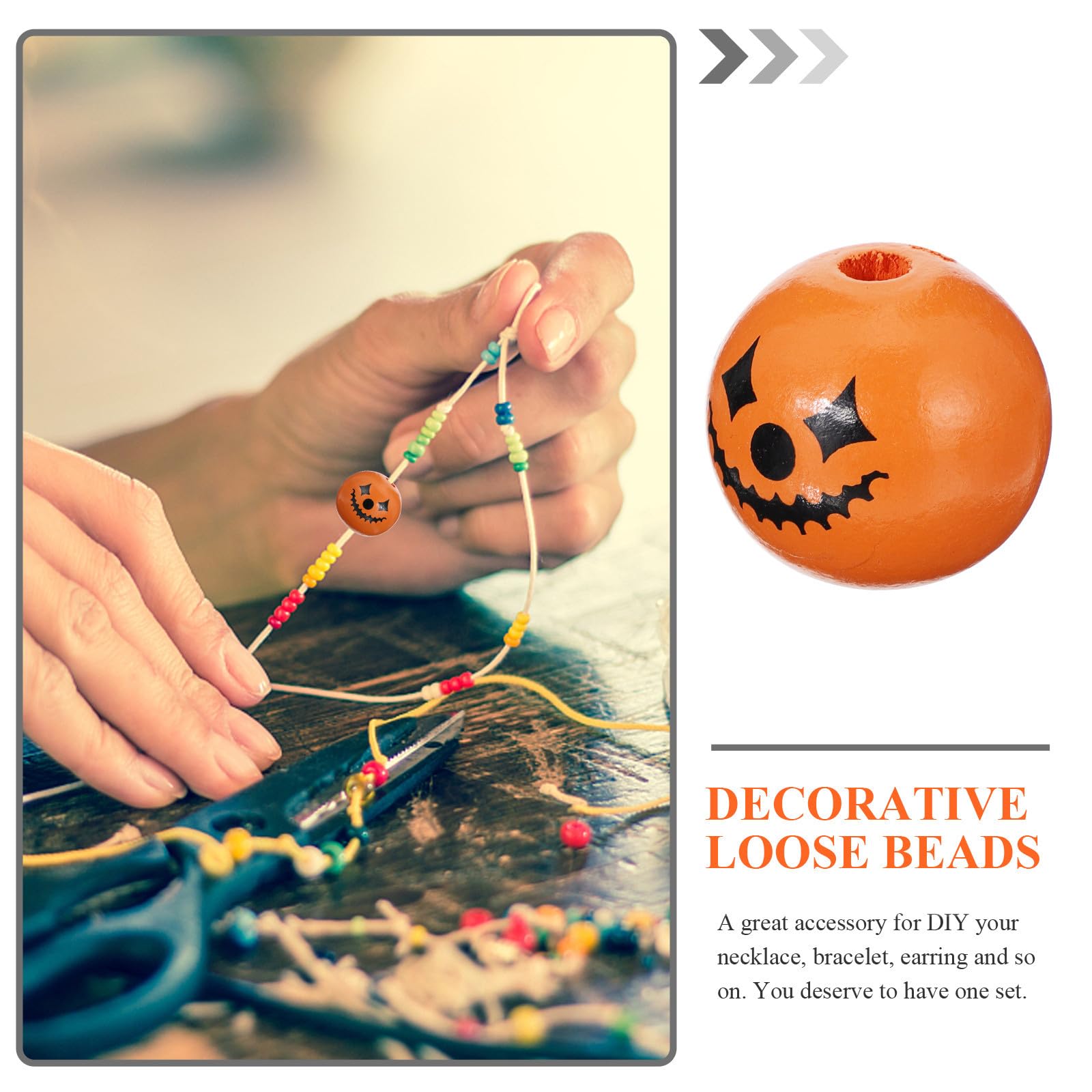 180 Piezas Cuentas Sueltas de Madera Diseño de Halloween
