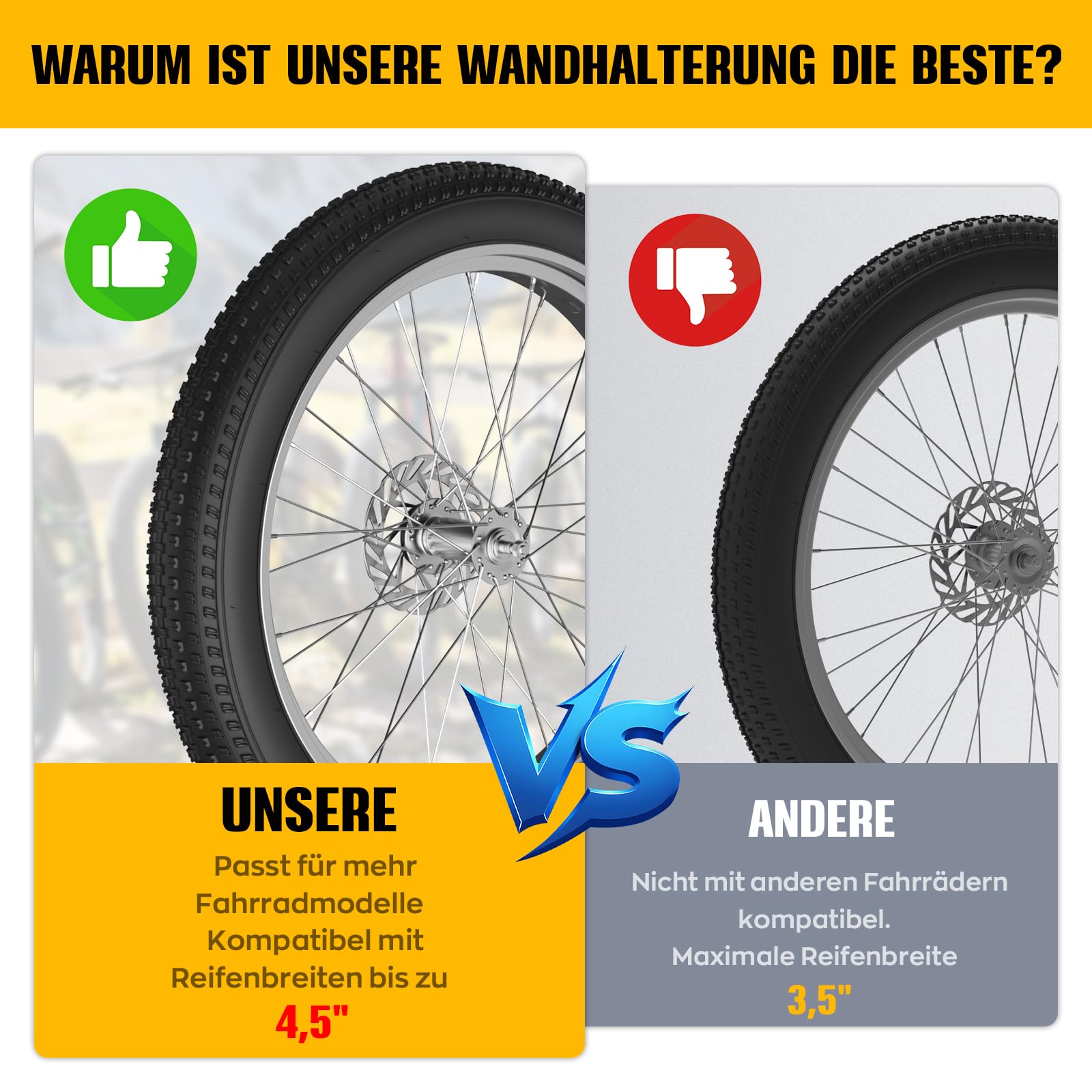 Hochwertige 160° Schwenkbare Fahrrad Wandhalterung, Fahrradständer ohne Schweres Heben, Verstellbare Faltbare Wandhalterung für Platzsparende Aufbewahrung,Passend für 20"-29" Reifen(rot/schwarz)