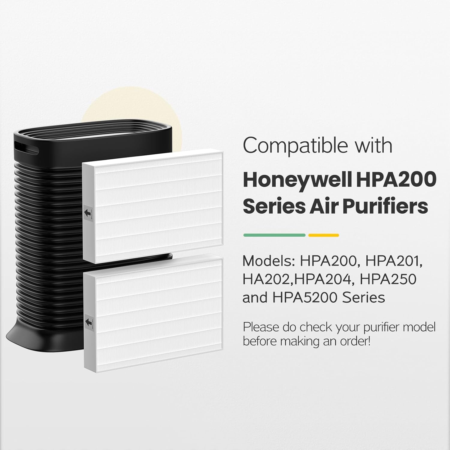 HPA200 HEPA Filter Replacement Compatible with Honeywell HPA200 HRF-ARVP200 Series Air Purifier HPA200, HPA201, HA202, HPA204, HPA250, HPA5200, 2 HEPA R and 4 Precut Carbon Pre-Filters A - Image 2