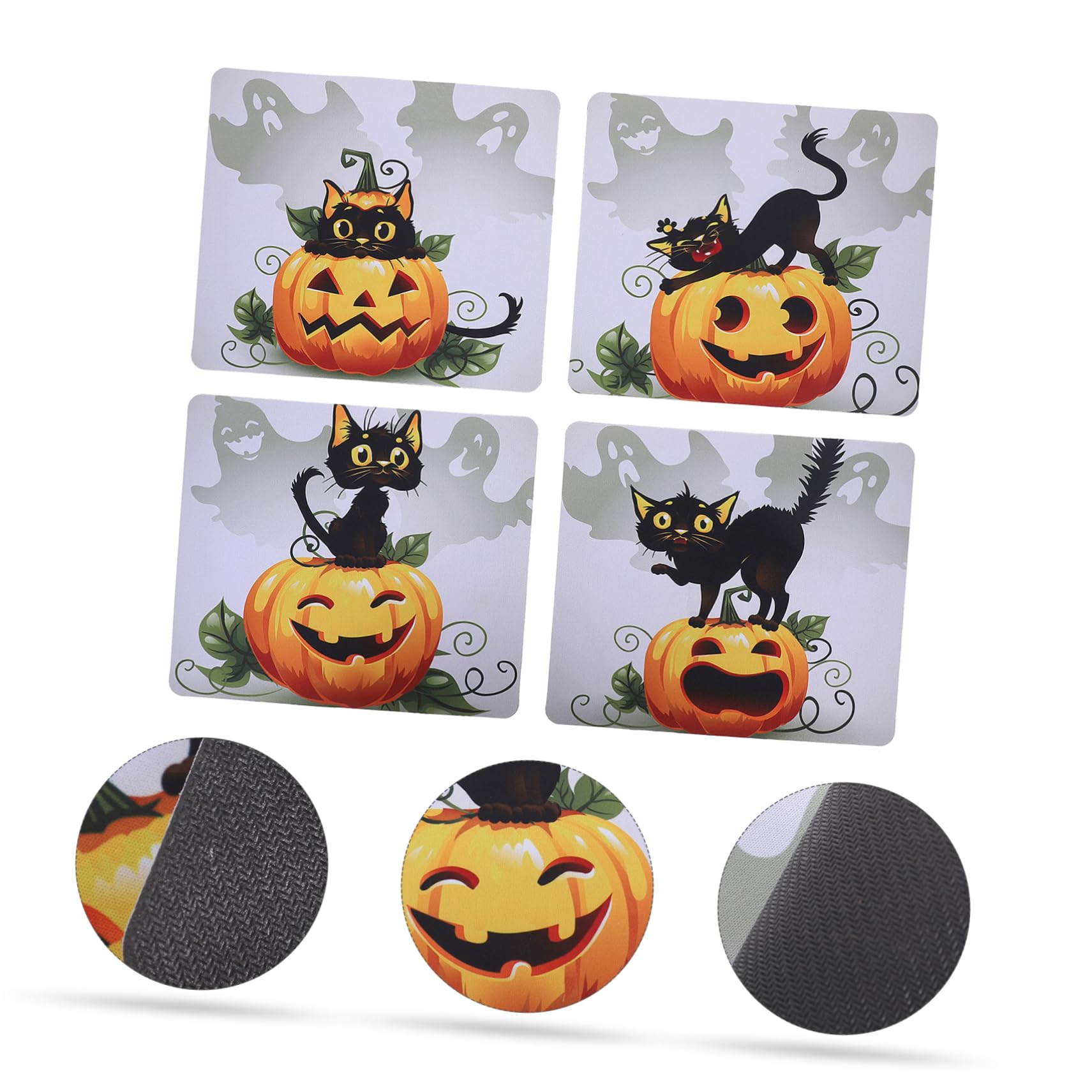 NUOBESTY Lot De 4 Tapis De Souris Antidérapants Motif Citrouille pour Ordinateur Portable Motif Halloween Taille 4 Pièces X 4