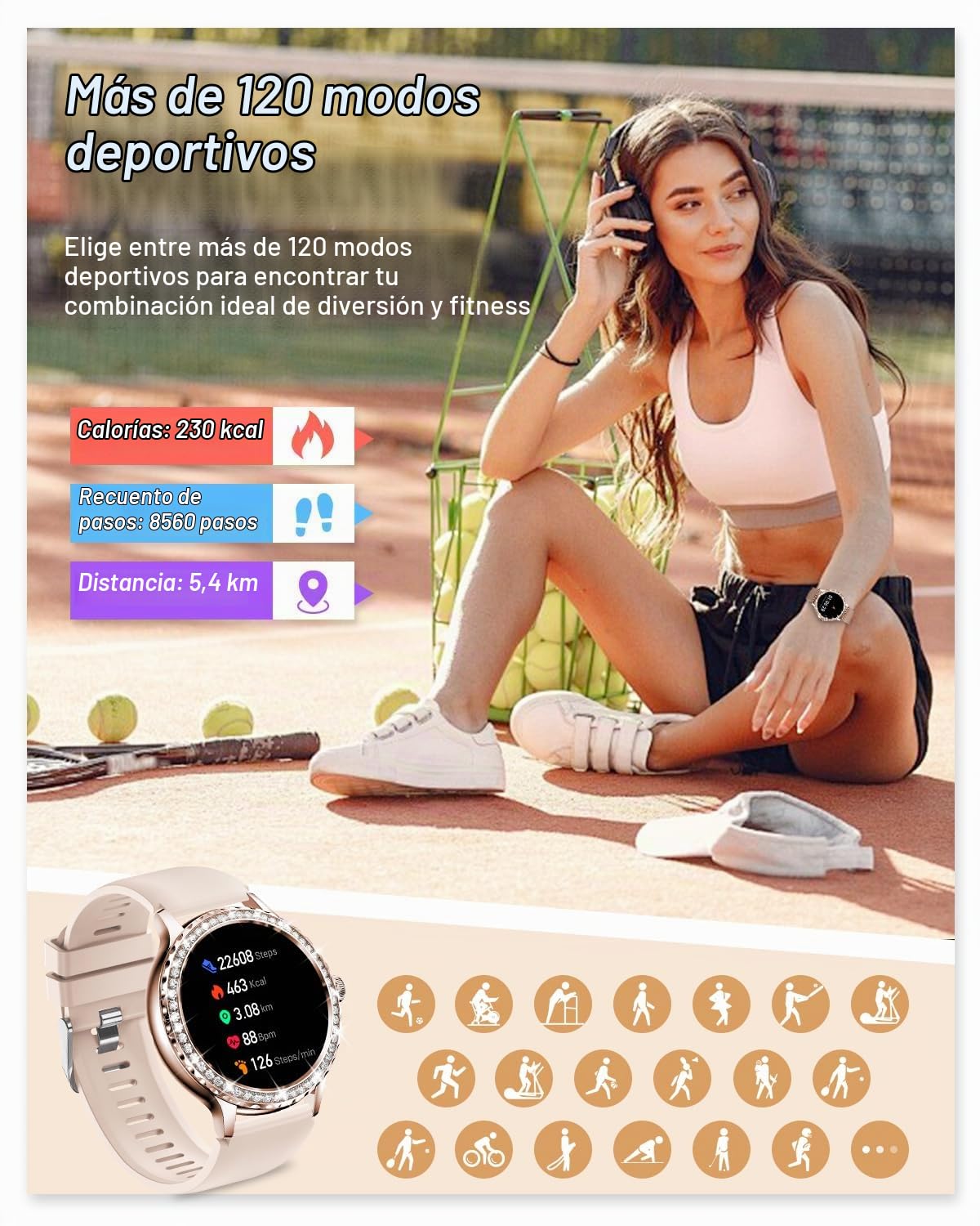 Reloj Inteligente Mujer con Llamadas, 1.3" HD Smartwatch Mujer Redondo con 2 Correas, Función Femenina, Monitor Sueño, SpO2, Caloría, Pulsómetro, IP68 Relojes Inteligentes para Android iOS, Negro