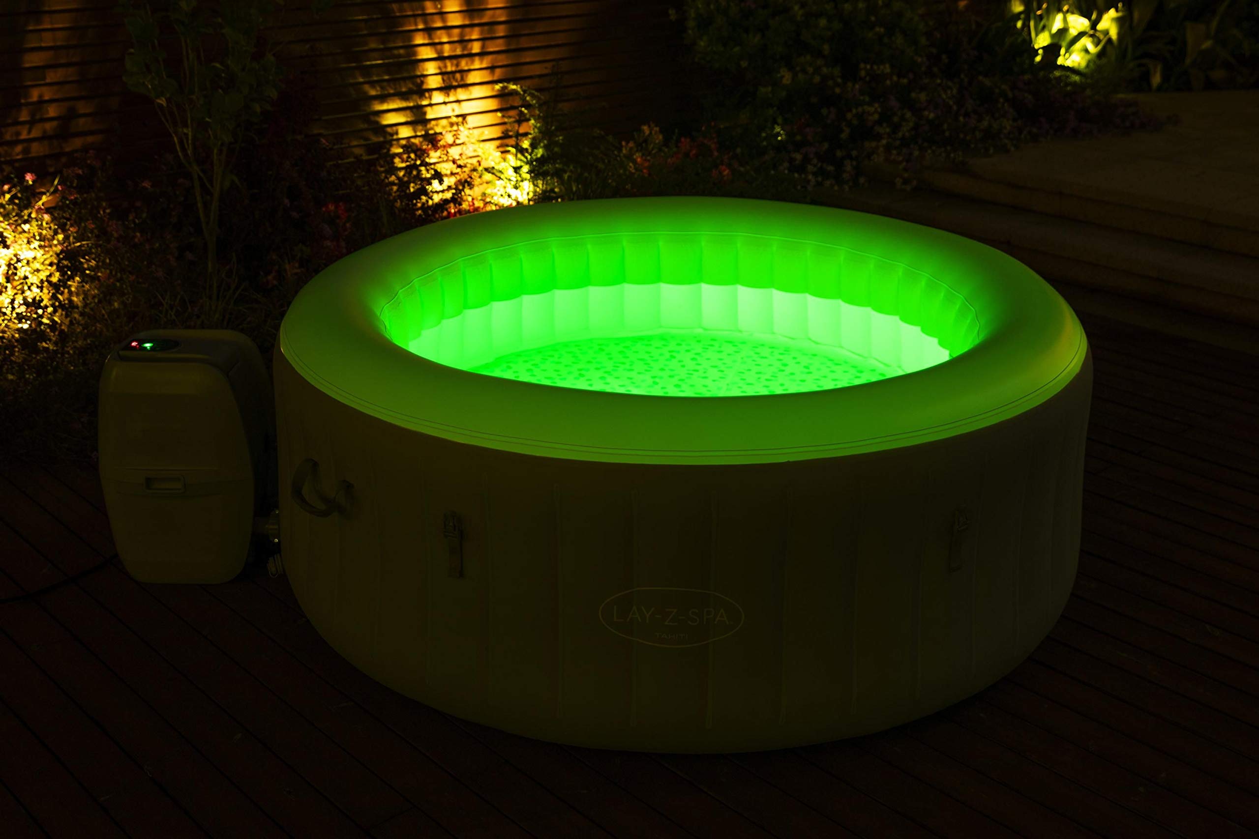 BESTWAY - SPA Hinchable Lay-Z-SPA Tahiti para 2-4 Personas Redondo 180x66 cm con Luces LED