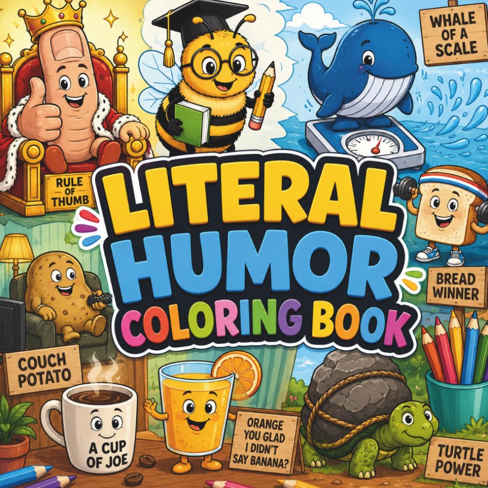 Literal Humor coloring book: Simple and Easy Coloring Fun Featuring Silly Wordplay, Literal Meanings, and Laugh-Out-Loud Scenes