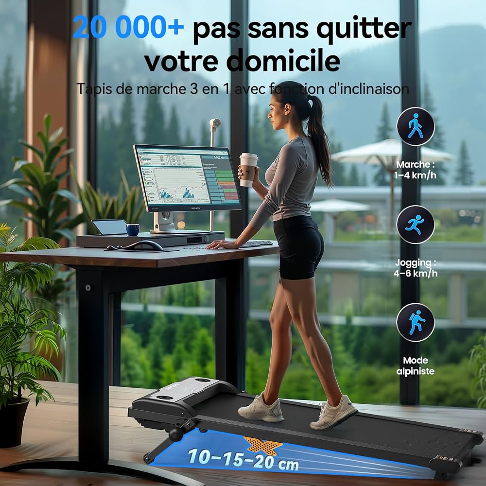 Tapis De Marche 3 En 1 Tapis De Course Portable 1-6 Km/h Walking Tapis