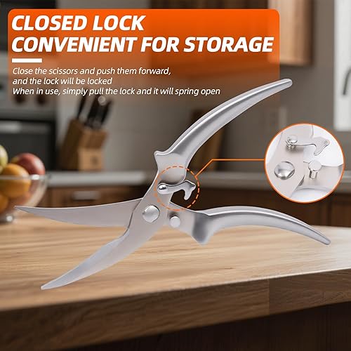 Miniatura 5 de KEKEGO Tijeras de cocina de acero inoxidable, tijeras de cocina multifuncionales resistentes para alimentos, aves, carne y hierbas, tijeras de