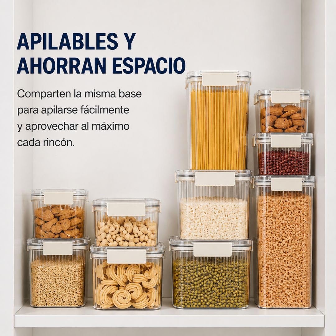 Lot de 7 boîtes de rangement hermétiques avec joint en silicone et design décoratif transparent empilable