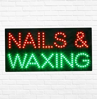 LED Nails - Waxing SPA Pedicure Sign for Retail Business Displays |Advertising Electronic Light Up Sign for Windows Walls |12"H x 24"W x 2"D