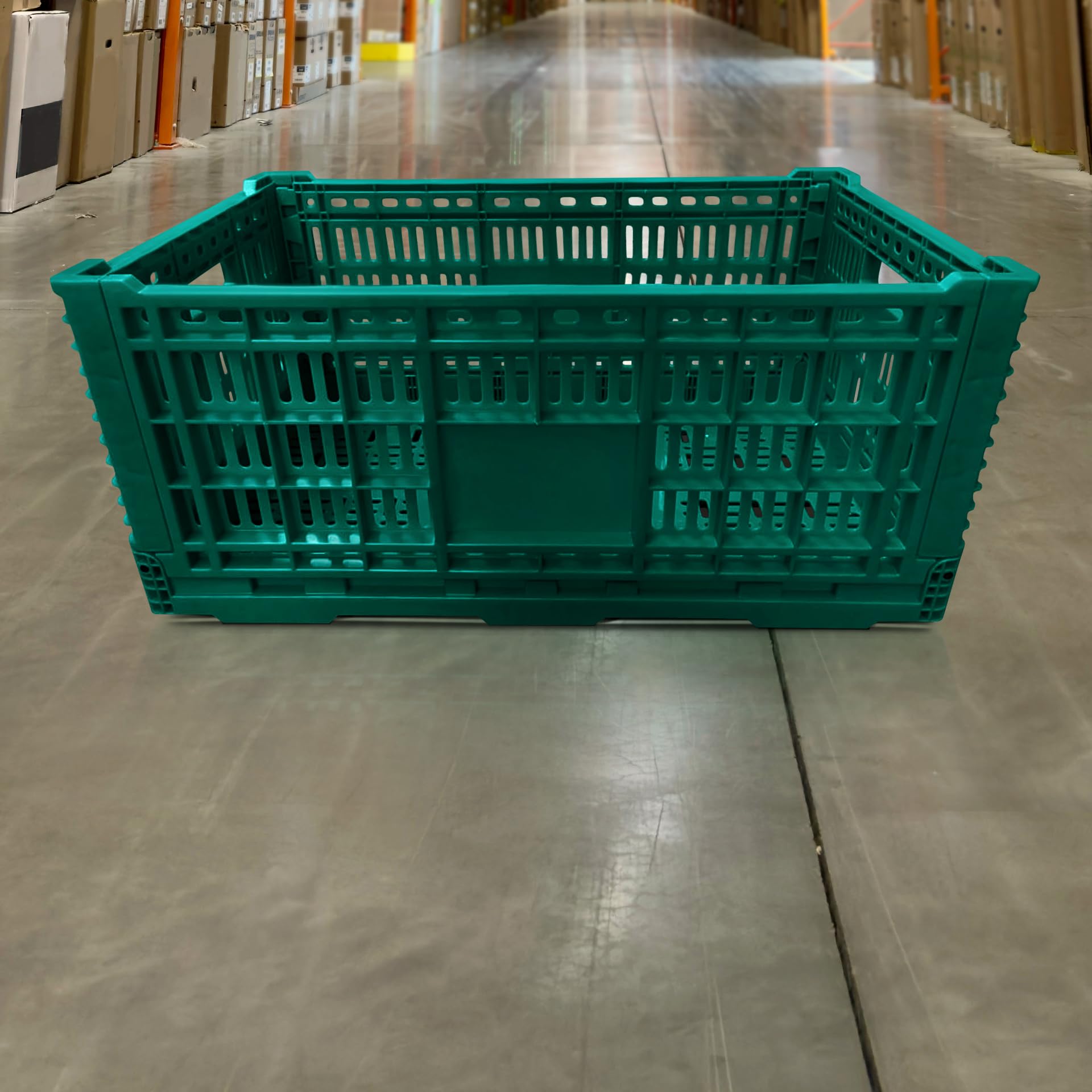 Robusta scatola portaoggetti pieghevole, 60 x 40 cm, contenitore industriale in plastica ventilata, impilabile, durevole, pieghevole, 17,8 cm di profondità x 40,9 cm di larghezza x 25,9 cm