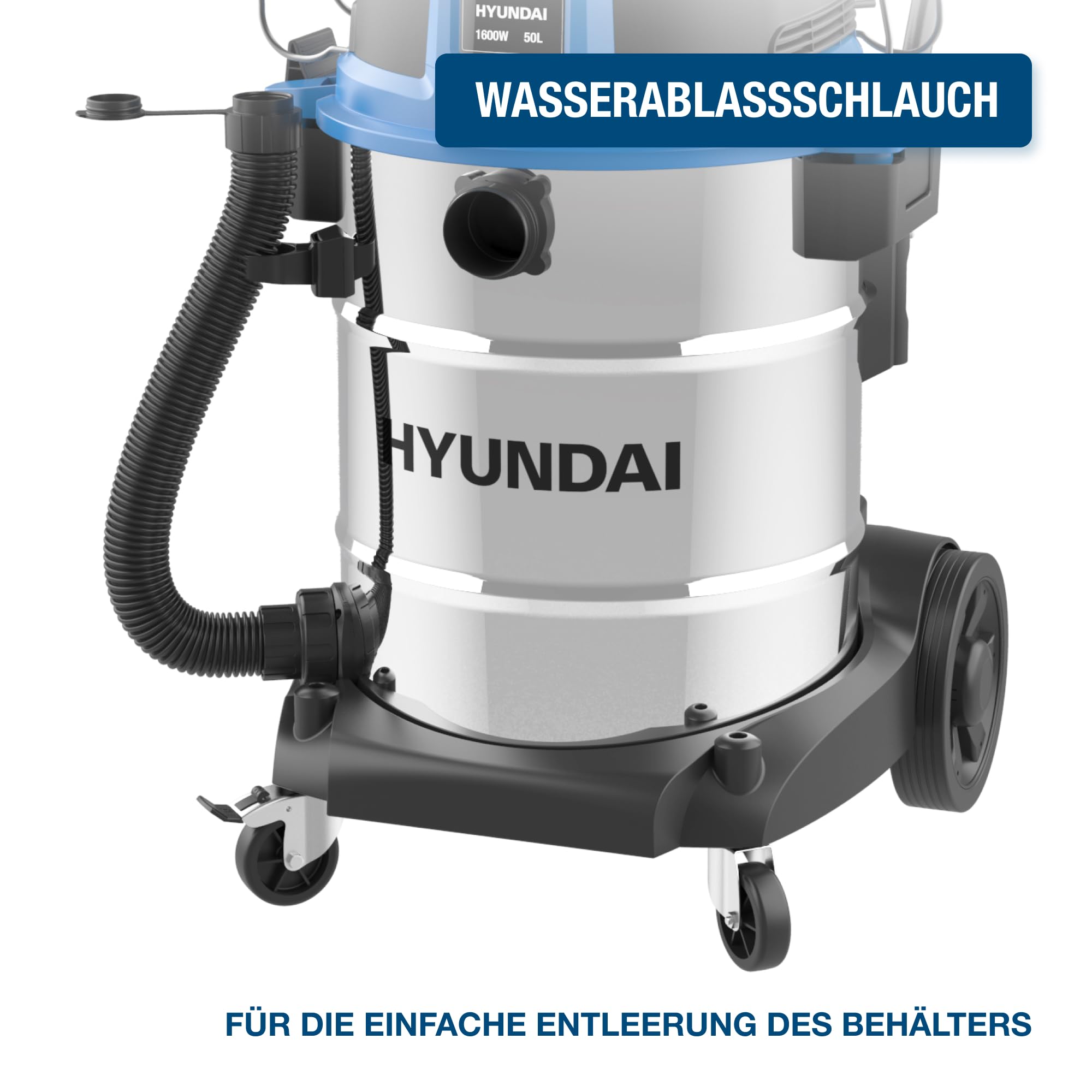 Hyundai Nass- / Trockensauger VCWD1650E, 1600 W, 50l, Edelstahltank, Gebläsefunktion (Staubsauger, Waschsauger, Industriestaubsauger)
