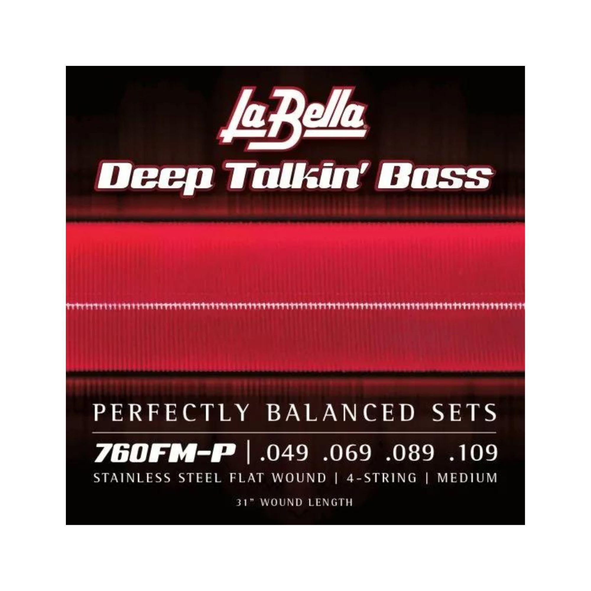 La Bella 760FM-P Deep Talkin' Stainless Steel Flat - Medium 31 inch Wound Length Bass Guitar Strings 49-109