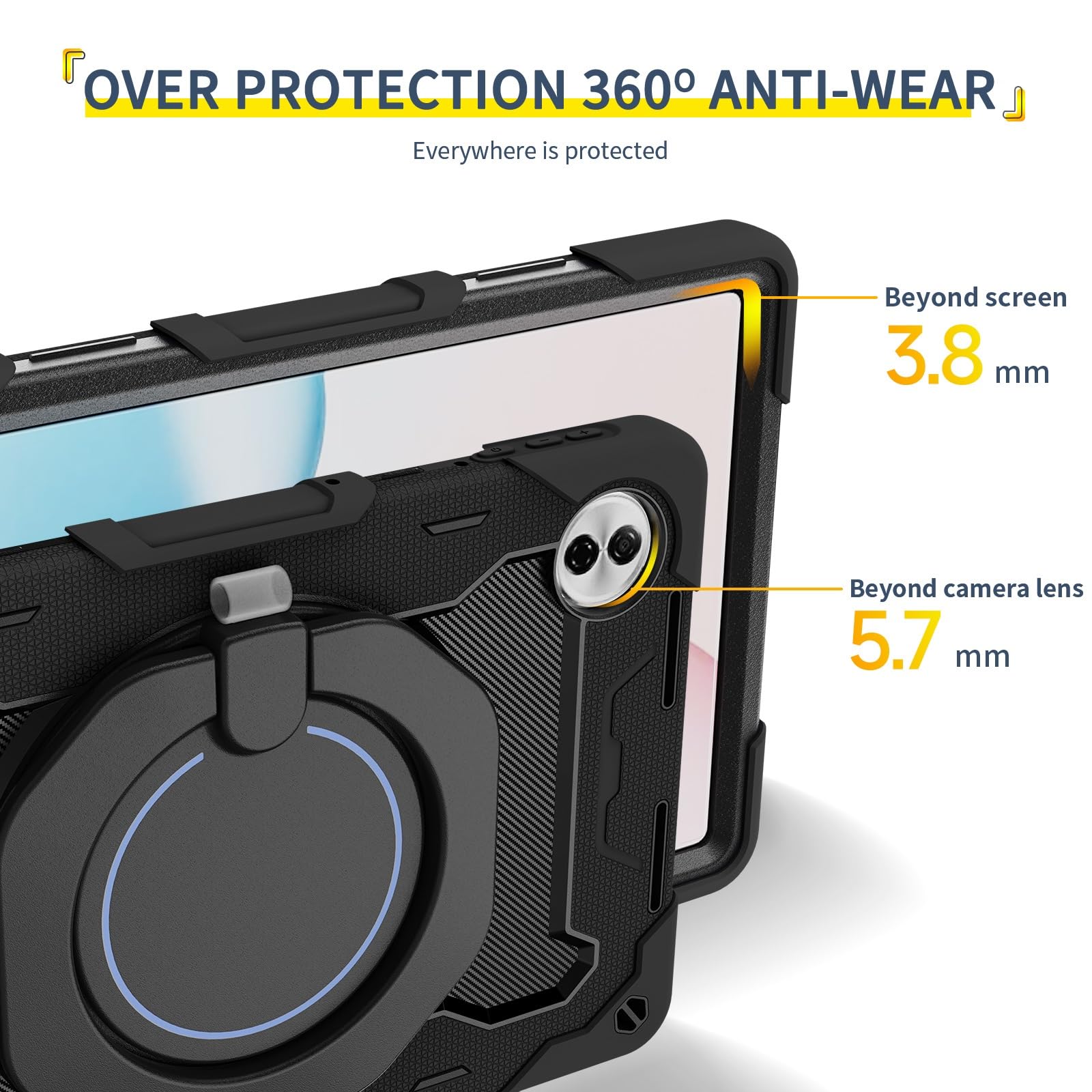 Etui dziecięce na tablet Honor Pad 20 (12,1"), wytrzymałe, odporne wstrząsy etui z TPU podpórką Wytrzymałe ochronne paskiem ramię(Noir)