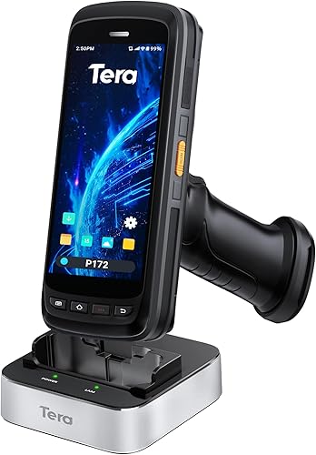 Tera Android 11 escáner de código de barras PDA con agarre de pistola de cuna de carga 8000mAh batería extra grande computadora móvil portátil 5.2