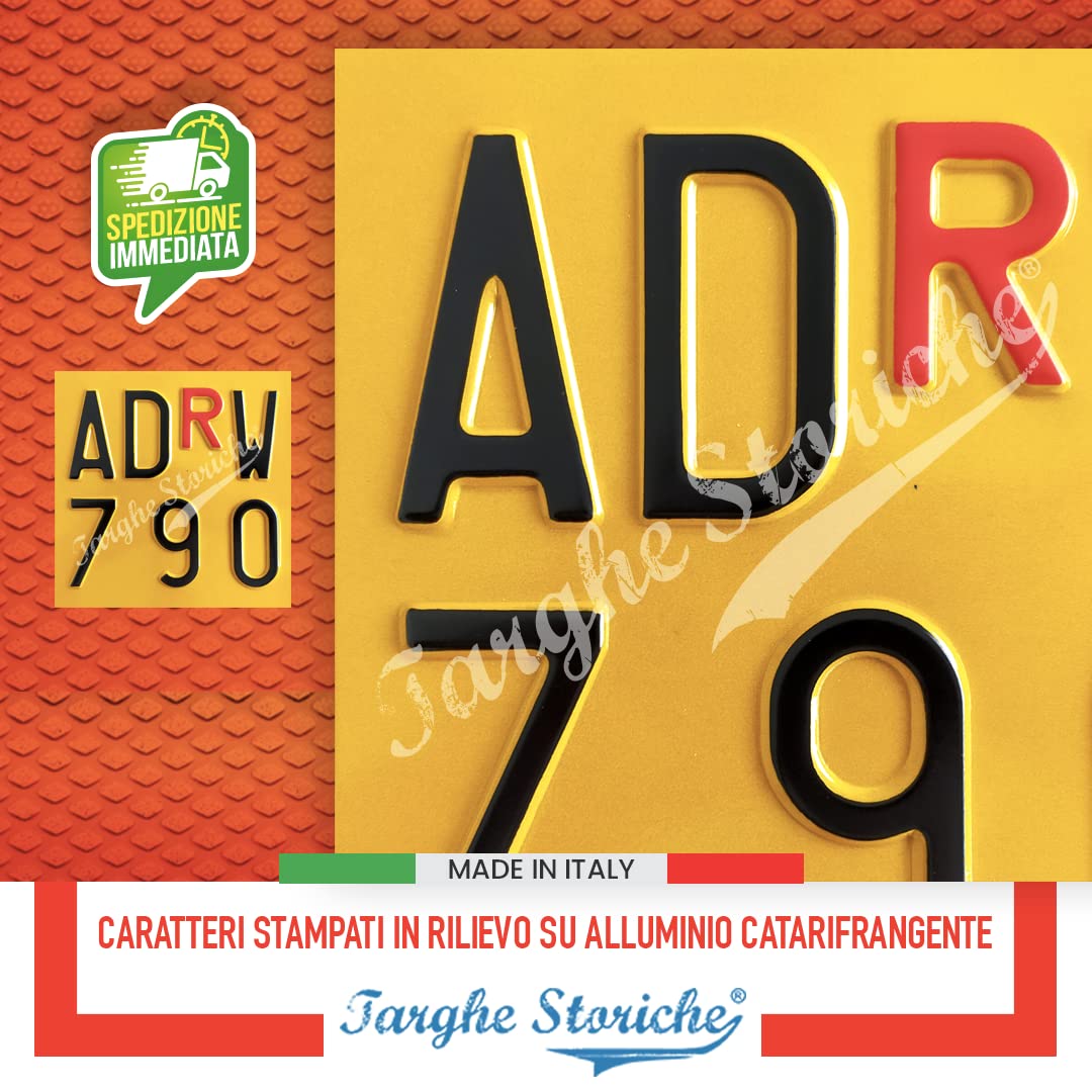 Targhe Storiche srl Targa Ripetitrice Rimorchio Agricolo in Alluminio Catarifrangente con Caratteri Punzonati in Rilievo, Quadrata in Giallo Reflex, Made in Italy - Targa Decorativa