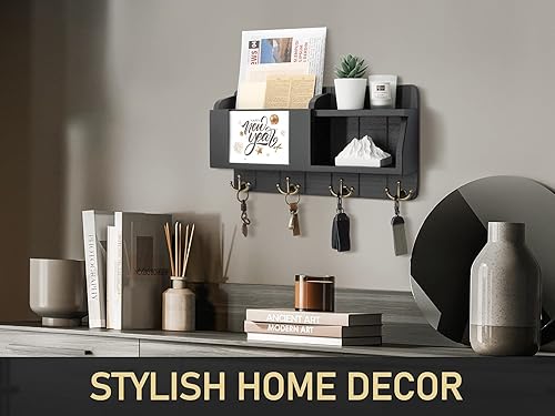 Miniatura 5 de Rebee Vision Juego de llaves para pared 15 pulgadas con 7 ganchos para llaves y organizador de correo de 16 pulgadas con pizarra y 4 ganchos de