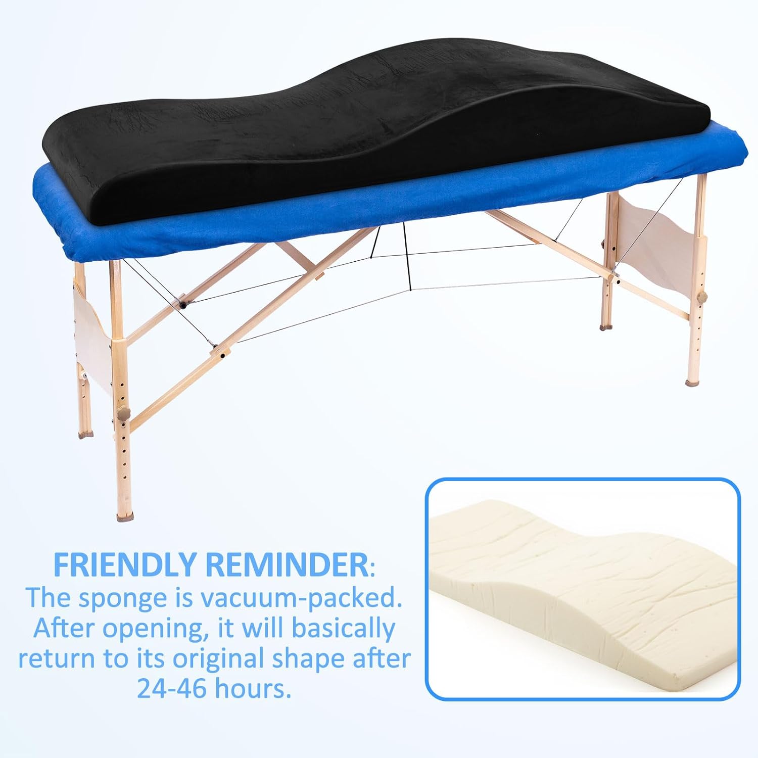 Weysat 2 Pack Esthetician Bed Cushion for Salon, Ergonomic Curved Beauty Lash Bed Foam Pad, Non Slip High Density Massage Table Pad with Washable Cover, 70x28 Inch, for Beauty Salon, Wax, Eyelash, Spa