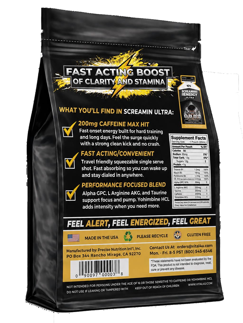 Screamin Energy Ultra Sample Pack, 6 Energy Shot Pouches | Caramel Mocha and Island Punch Flavors | Caffeine with Panax Ginseng and B Vitamins — Amazon image 2