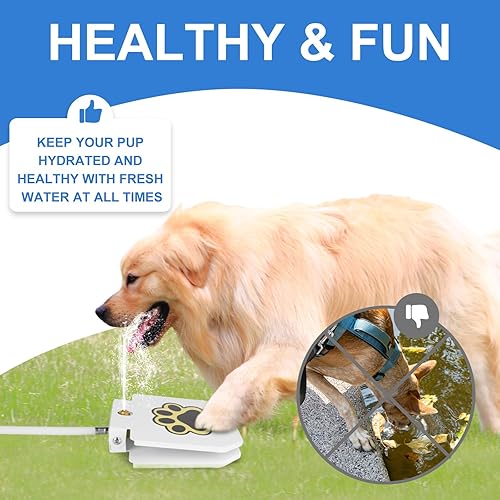 Miniatura 4 de Fuente de agua para perros, dispensador de mascotas activadas con patas al aire libre, rociador de agua para perros con manguera de 39.4 pulgadas