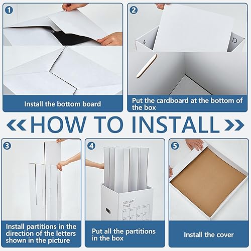 Vista 9 de PerKoop Paquete de 2 soportes organizadores de almacenamiento para almacenar pósteres, gráficos de anclaje, 40 ranuras de 25 x 17.7 x 14.2 pulgadas