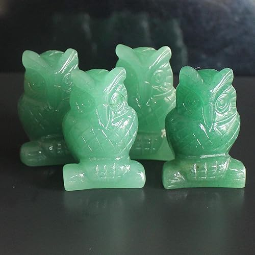 Miniatura 4 de Figura de búho de cristal tallada a mano de 1.5 pulgadas (aventurina verde)