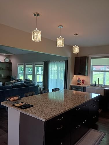 Miniatura 48 de Lámpara de techo colgante negra de 3 luces, mini candelabro, lámparas colgantes de techo ajustables, lámparas colgantes de cristal para isla