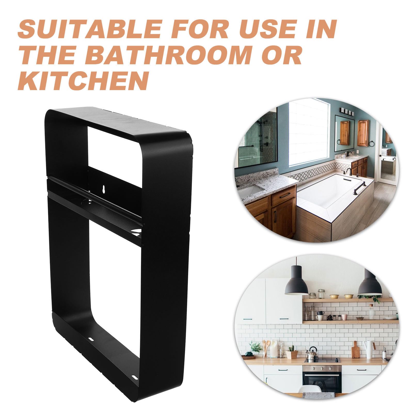 Acero Inoxidable Estante de Pared Multiusos Negro, para Baño