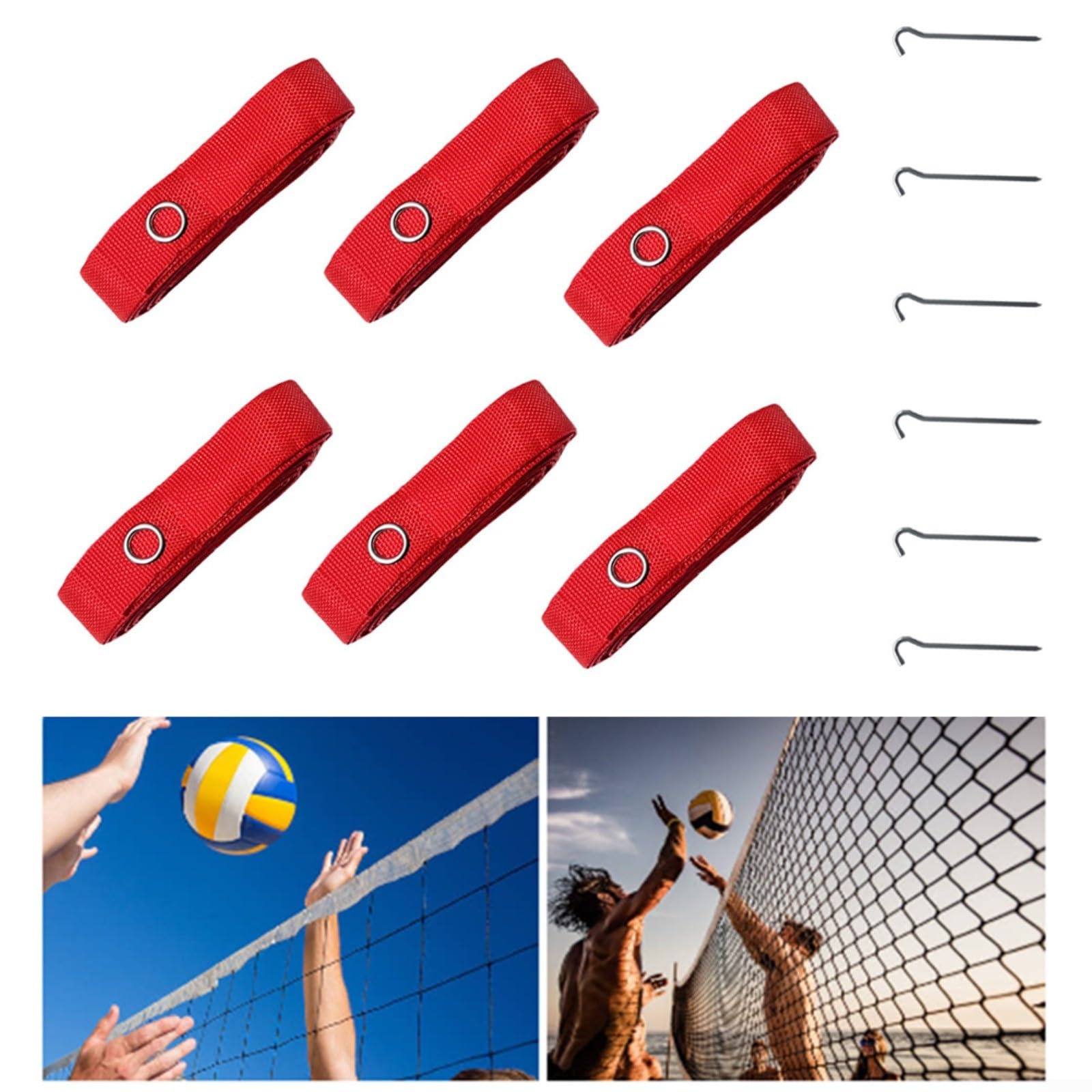 Playa Voleibol Límite Líneas Corte Marcado Kit 8X16m Nylon Línea Cinta Con Estacas De Tierra