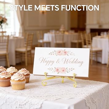 Artliving Plate Stands for Display, 4 Inch Decorative Plate Holder, Metal Picture Stand for Table, Small Easels for Display Card, Photo, and PSA Slab - Ideal for Party and Wedding (Gold, 2 Pack)