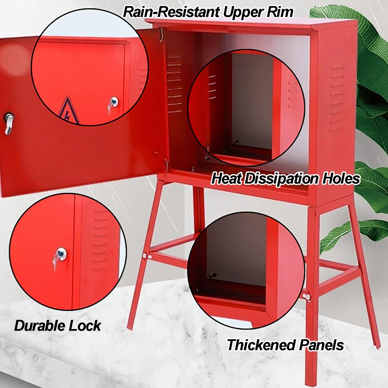 1 Pezzo Armadio Elettrico da Esterno in Acciaio Laminato a Freddo, Scatola Derivazione Esterna, Cassetta Elettrica Esterna IP55, Modello a Pavimento con Gambe Alte(50x60x20 cm/20x24x8 in)