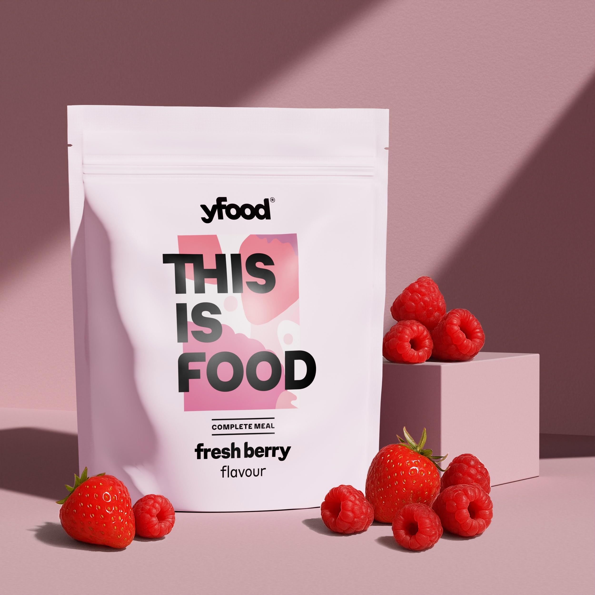 yfood Polvere Fresh Berry, delizioso pasto da bere in viaggio, THIS IS IS FOOD in polvere, 25 g di proteine, 12 pasti, 26 vitamine e minerali, sapore: bacca