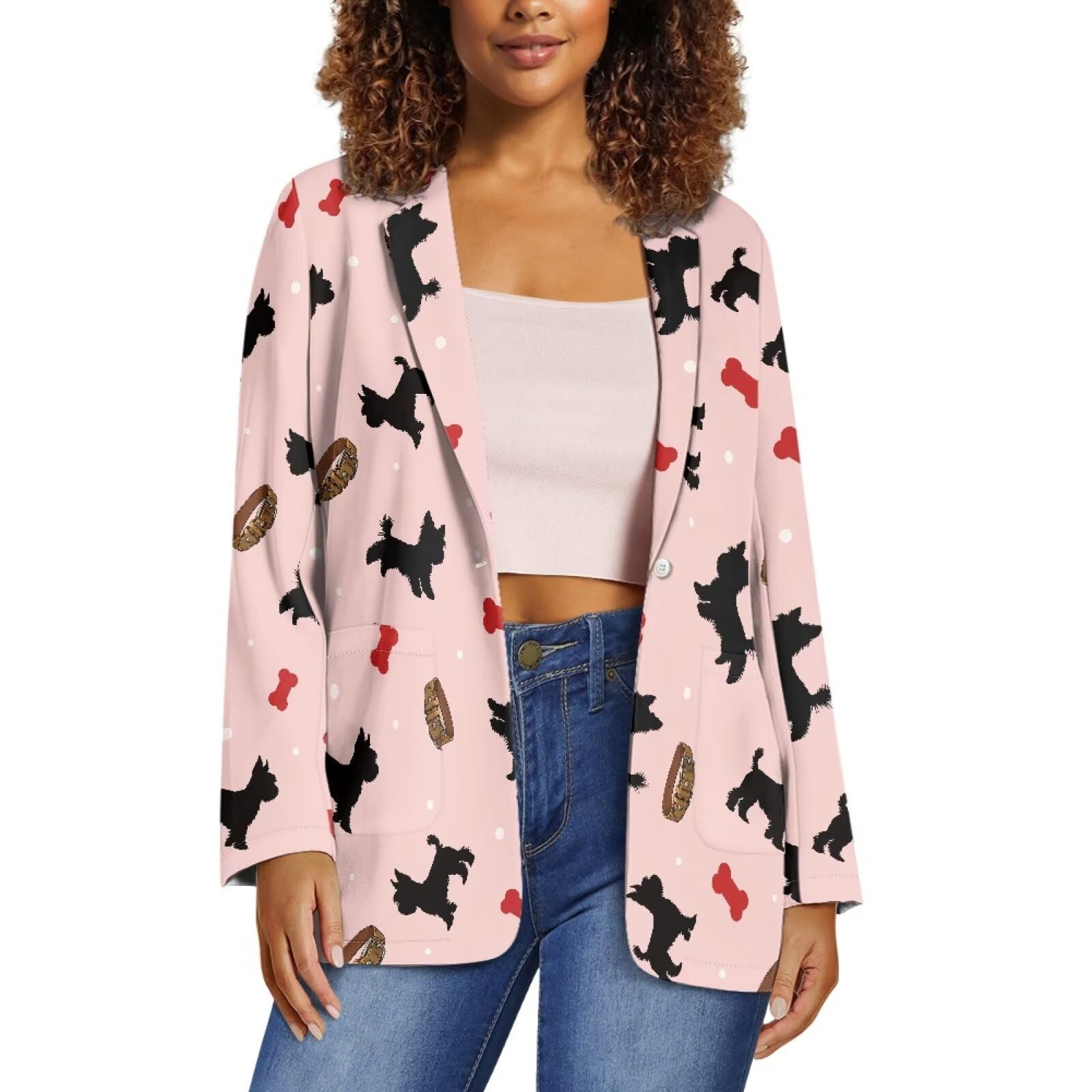 Womens Blazers Dressy Casual Open Front 1 Button Dress Womens Suit Jackets Long Sleeve Pocket Top for Office