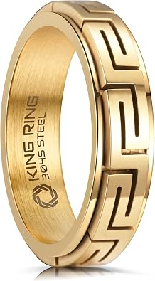 King Ring 6mm Spinner Ring Greek Fidget Ring for Men & Women Designed in USA