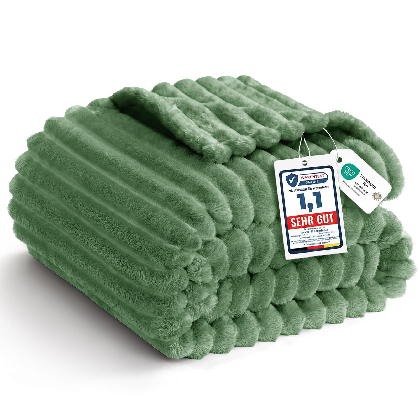 WAVVE Gestreifte Flanell-Decke