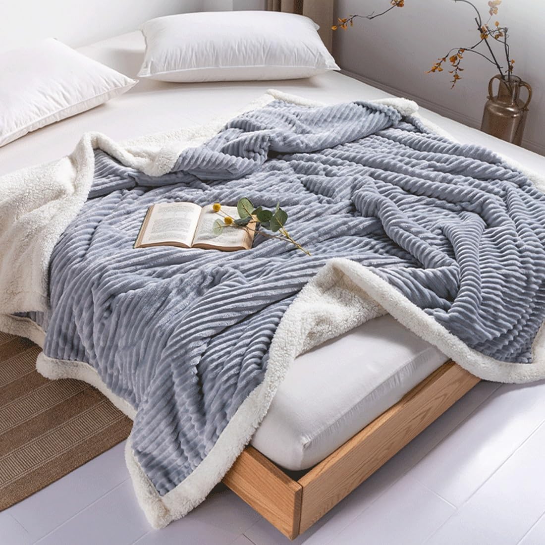 Throw Blanket for Couch, Soft Cozy Stripes Blanket for Room Decor, Flannel, for Women Men Couch, Sofa, Bed, pet(Orange,6.5'x7.5')