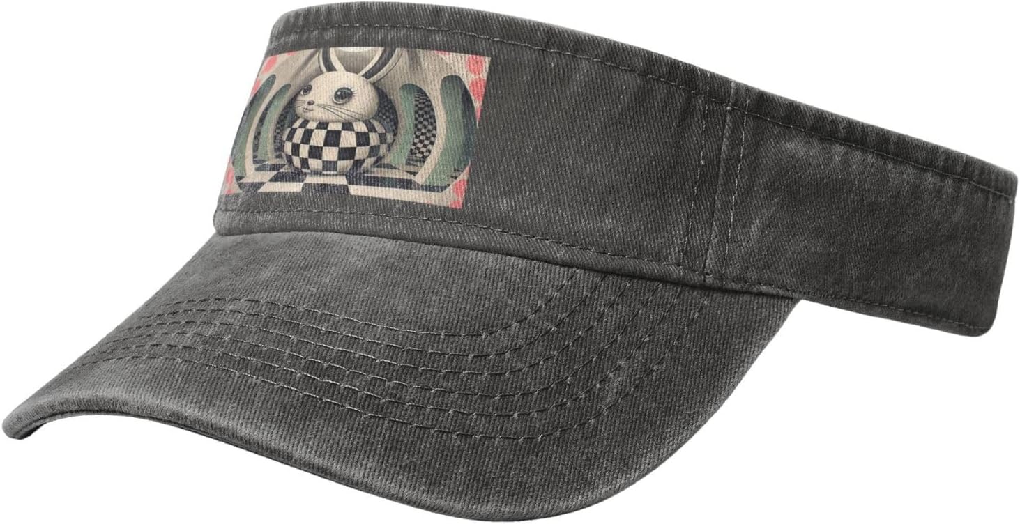 Sun Hats for Men Women Summer Sport Empty top Baseball Cotton with for Beach, Summer, Sweet Rabbit Girl Black