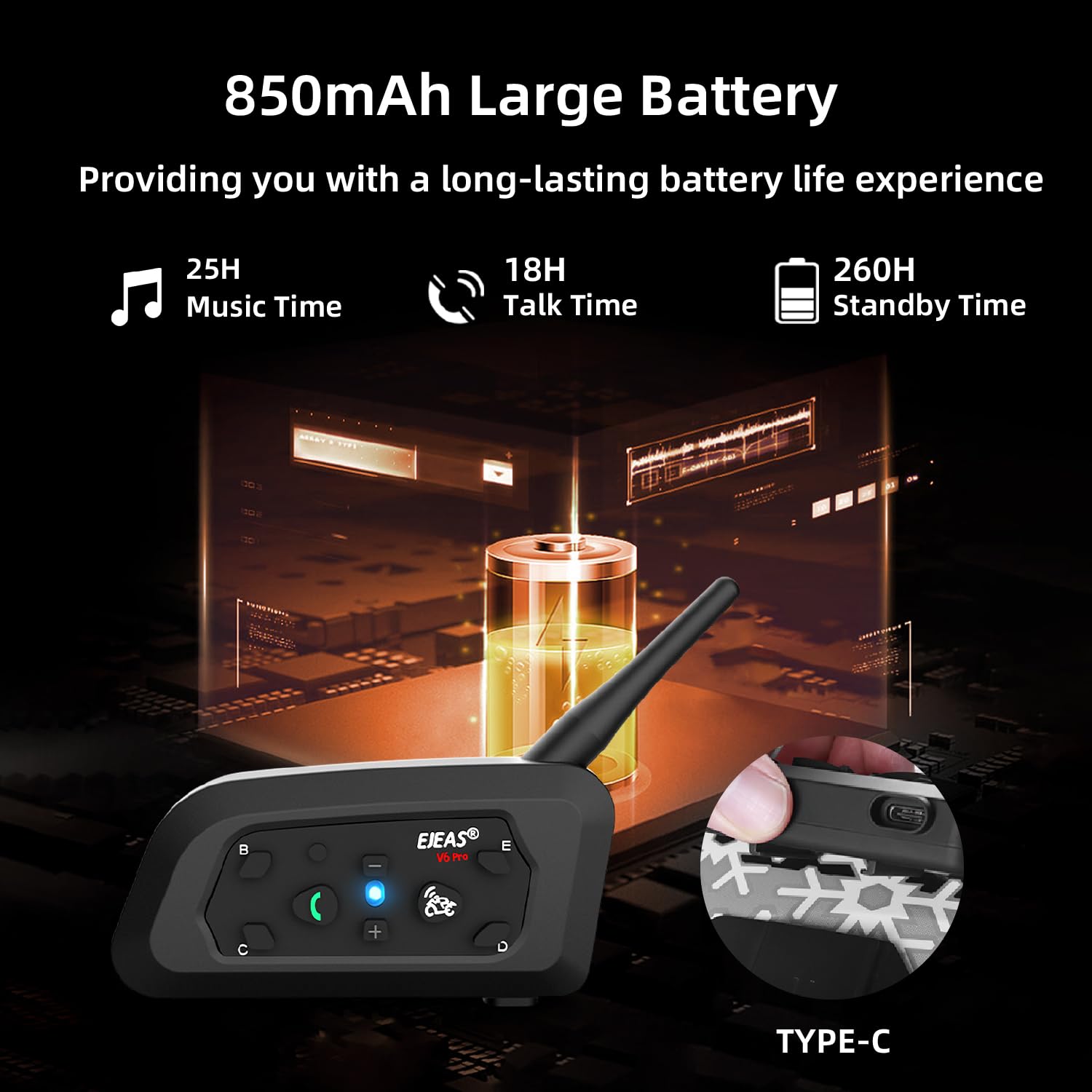 V6PRO - Auriculares Bluetooth para motocicleta con cancelación de ruido DSP, resistente al agua, sistema de comunicación para motocicletas