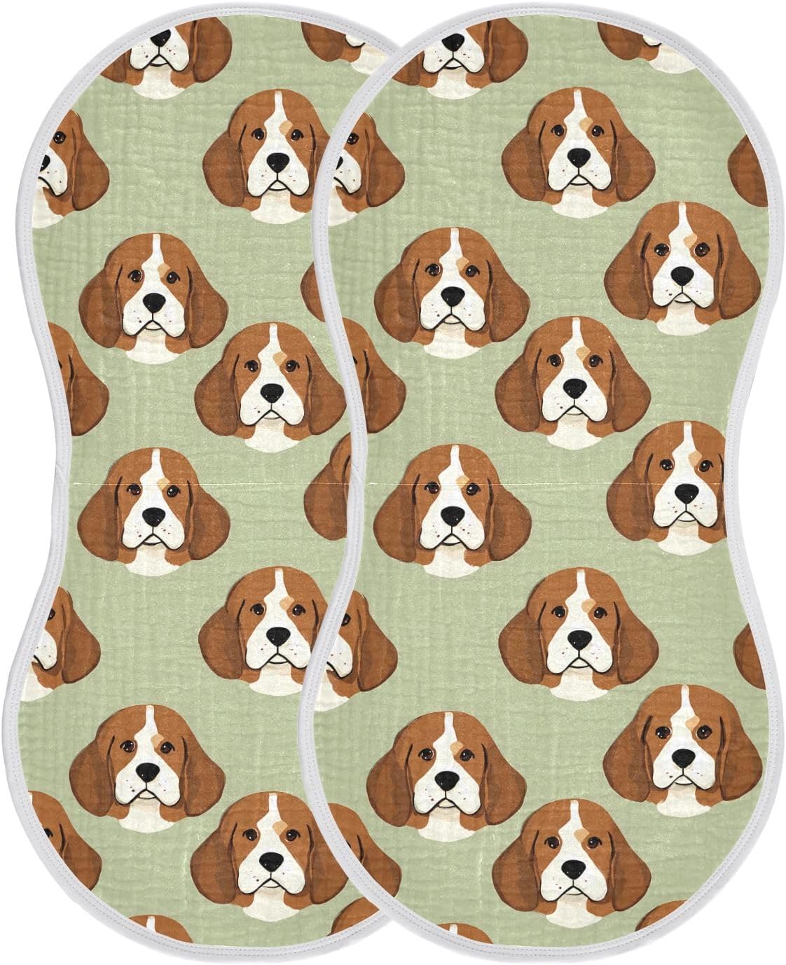Cute Dogs Green Pattern Art Baby Burp Cloths -4Pcs Soft Absorbent Muslin Washcloths Bibs Face Towel for Newborn Boys Girls 22 x 11 Inch