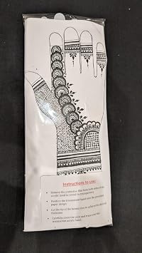 Henna Starter Pack: Reusable Transparent Acrylic Henna Hand with 2 Sample Designs & Natural Henna Cone in an elegant Storage Case