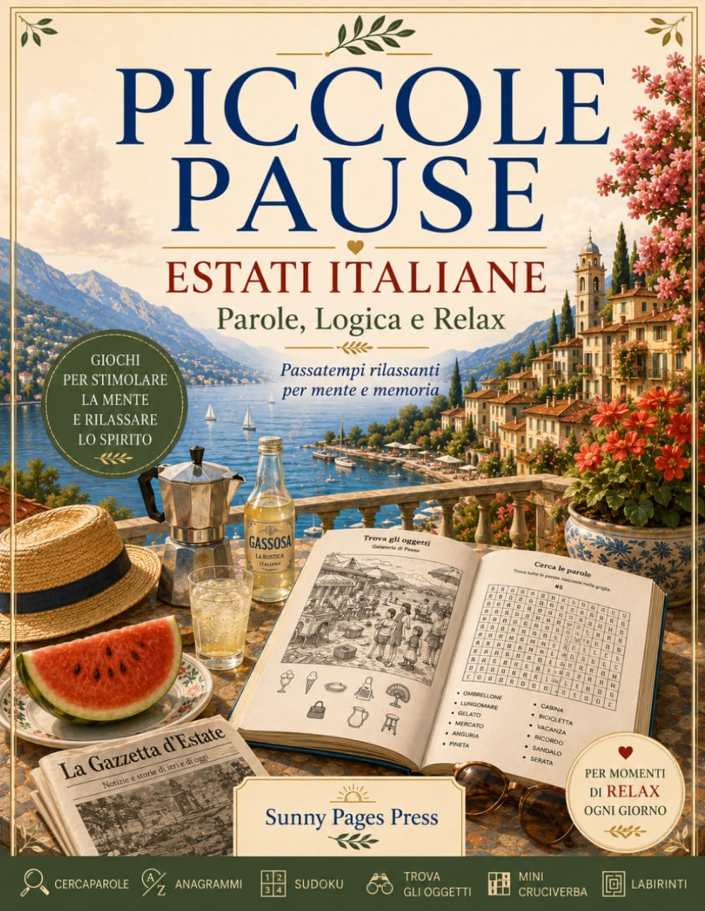 Piccole Pause: Estati Italiane: Enigmistica per Adulti e Senior con Cercaparole, Anagrammi, Sudoku, Trova gli Oggetti, Mini Cruciverba e Labirinti ... (Piccole Pause – Parole, Logica e Relax)
